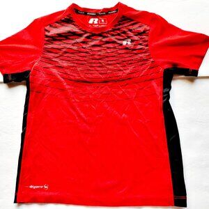 Russell Boys T-Shirt Active Red Black Short Sleeve Medium 8